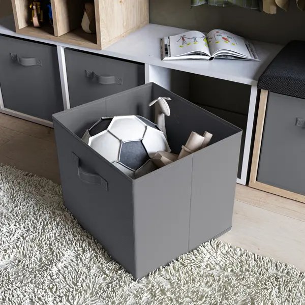 Короб-органайзер KONSENSA 31x31x31 см полипропилен цвет графитовый